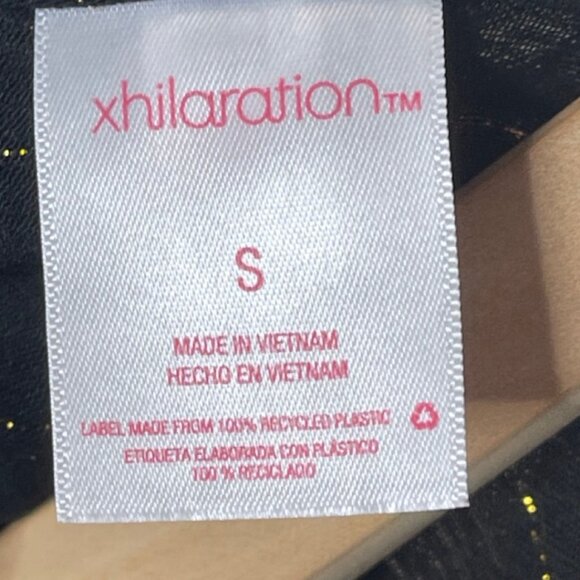 XHILARATION | Lightweight Black Short Sleeve Blouse Gold Stitch Top | Size S - Picture 7 of 10